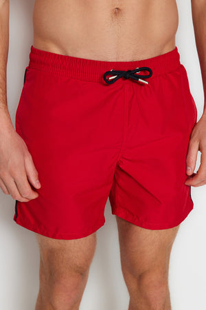 Red Men'S Garnish Standard Length Swimwear Marine Shorts Tmnss20Ds0022