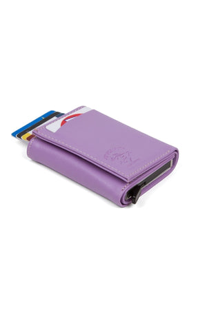 Women'S Leather Aluminum Mechanism Sled Card Holder Wallet With Paper Money Compartment (Daily)