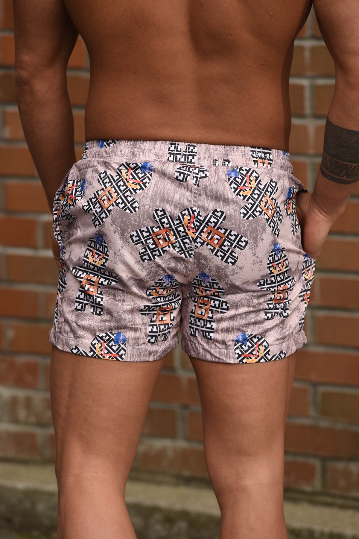 Quick Dry Midi Length Ethnic Print Beach Shorts