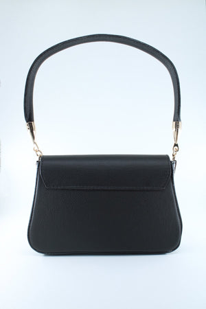 Women'S Black Textured Magnet Clamshell Lined Hand And Sleeve Bag