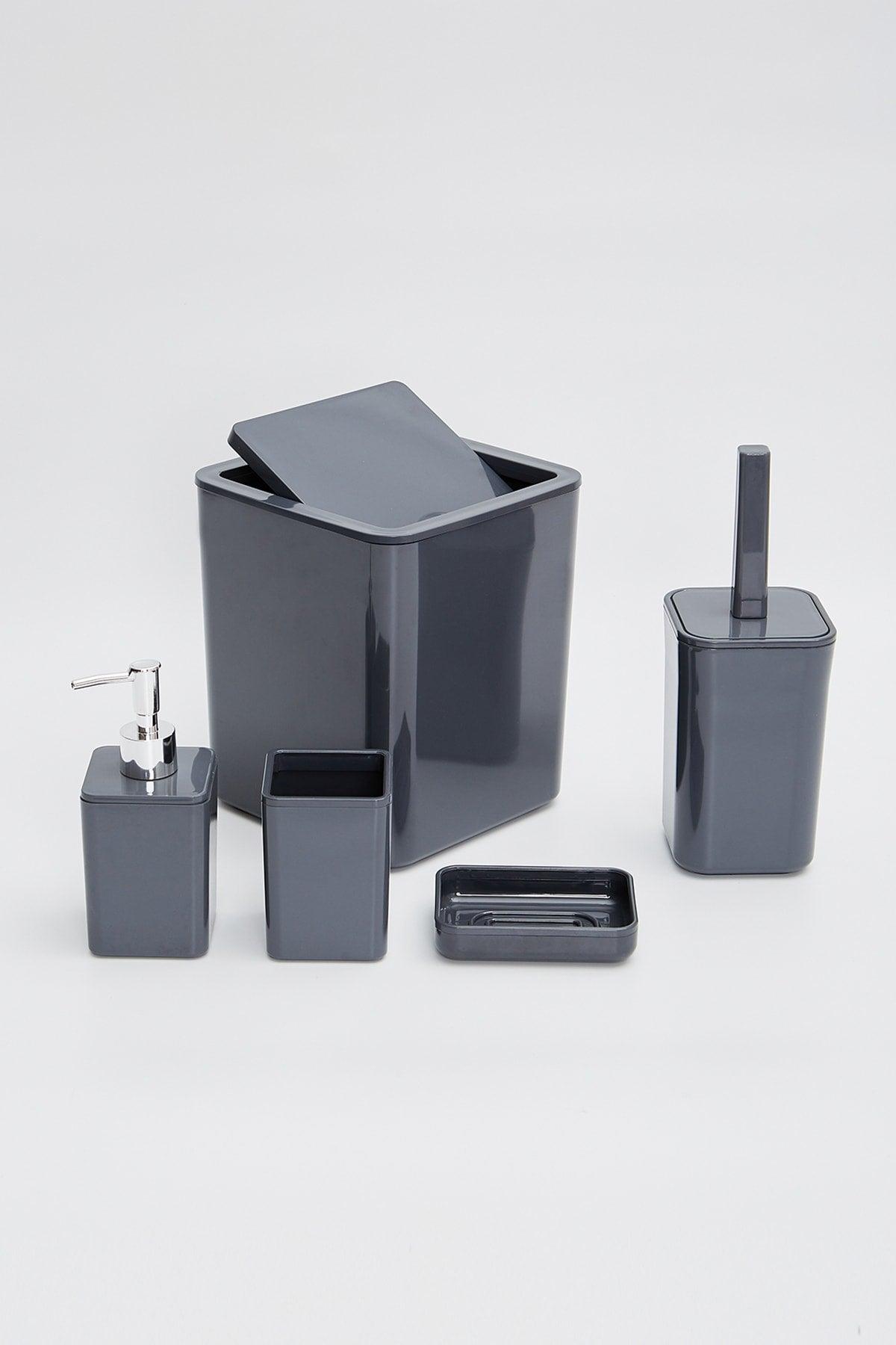 Berlin 5 Piece Bathroom Set Anthracite Gray Acrylic - Swordslife