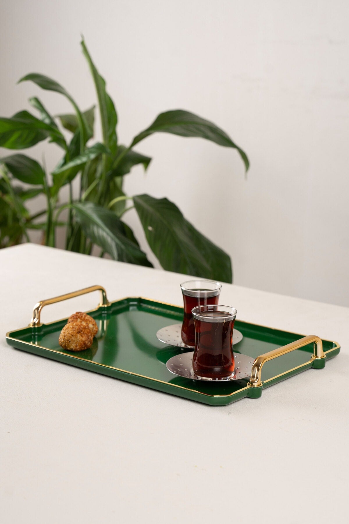 Green Tray Presentation Decorative Home Tableware Kitchen Tea Coffee Tray