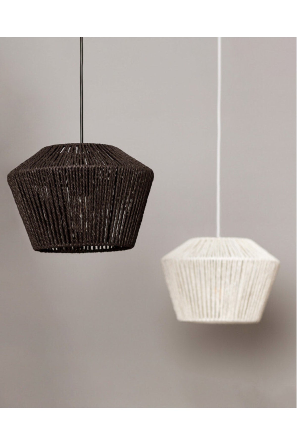 Black Macrame Cotton String Ecru Chandelier