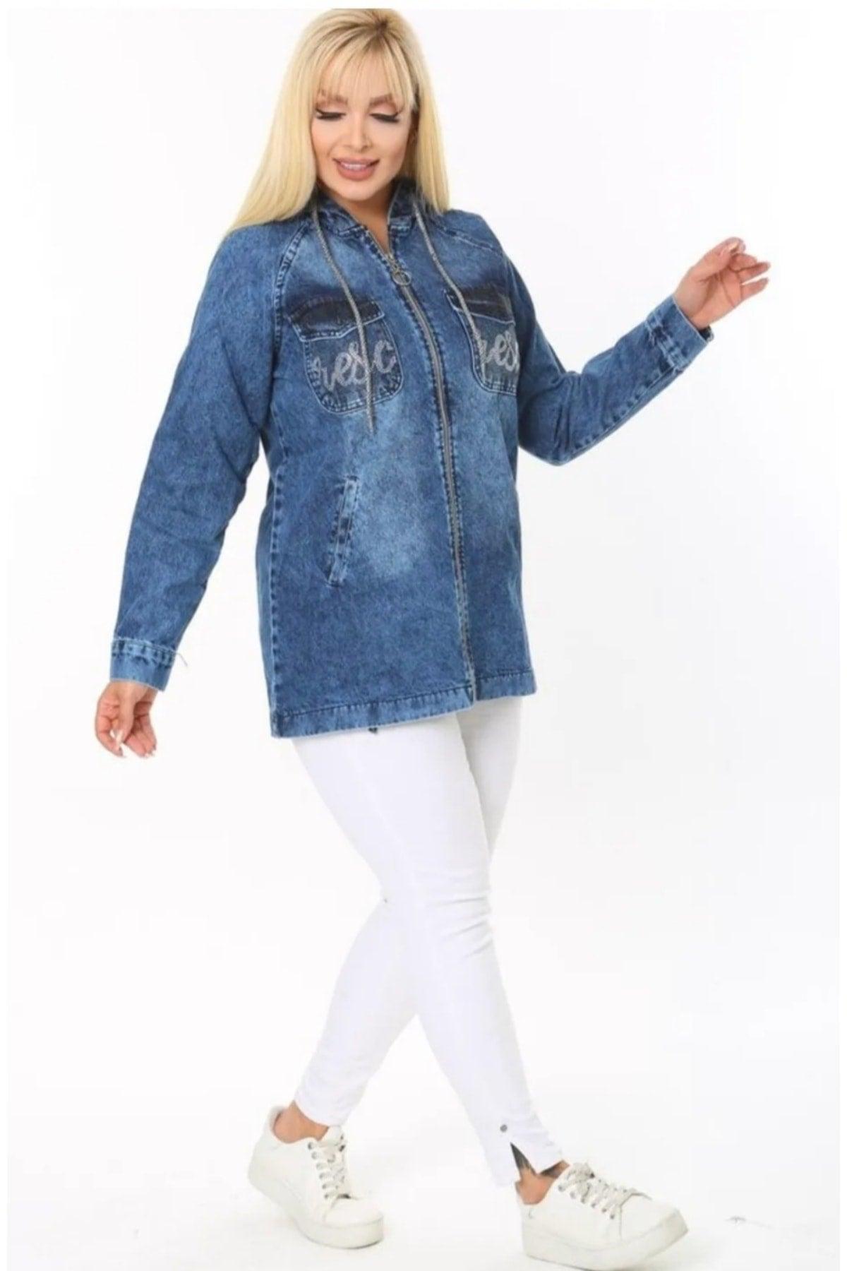 A87 Large Size Denim Jacket with Grinding - Swordslife