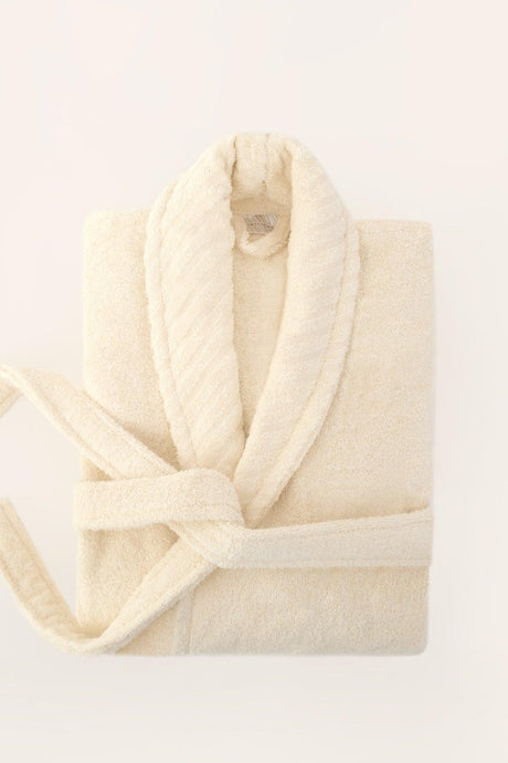 Lycian Cream Bathrobe Set 2 Pcs Set 1 Bathrobe 1 Towel Soft Cotton Bathrobe Hand Face Towel Bath 1053a - Swordslife