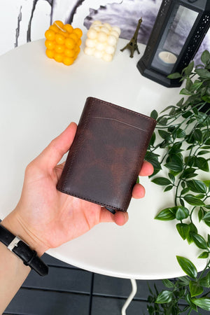 Genuine Leather Card Holder With Rfid Protection Mechanism