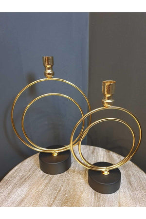 Alvina 2 Li High Black Leg Gold Candlestick - Swordslife