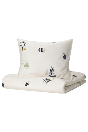 Kids Duvet Cover Set White-Patterned 150X200/50X60 Cm