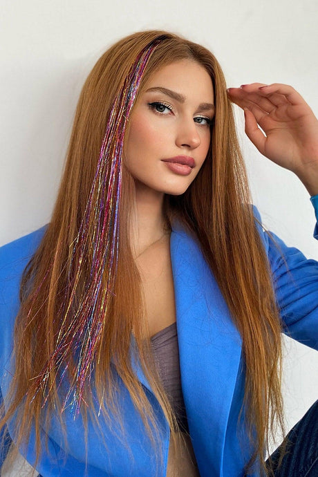 Multicolored Glittery Side Snap Hairpiece 50 cm - Swordslife