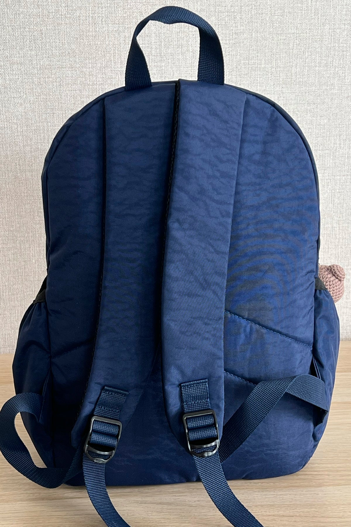 Fcstore Crinkle Fabric Waterproof Medium Size Navy Clinker Backpack/laptop School Bag