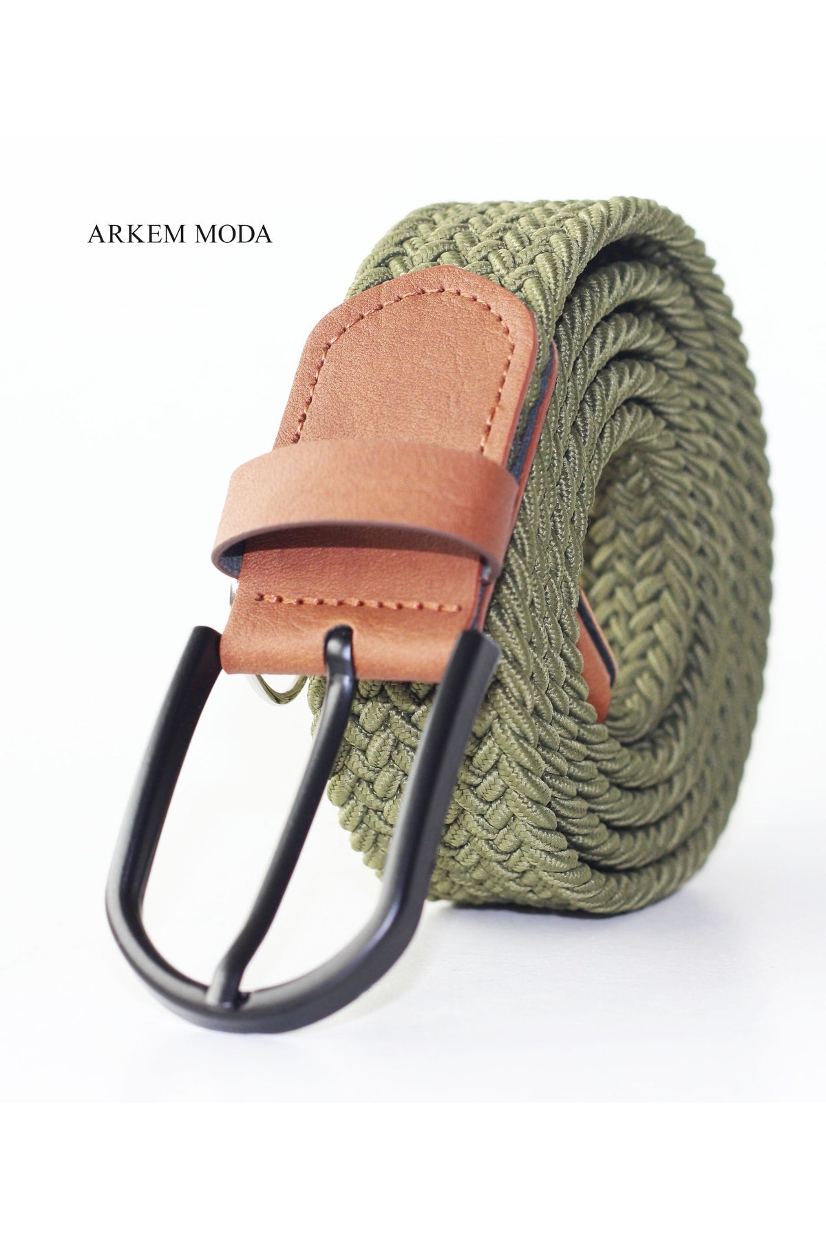 Braided Elastic Belt Jeans, Jeans, Shorts Khaki Men's Belt 3,5 Cm