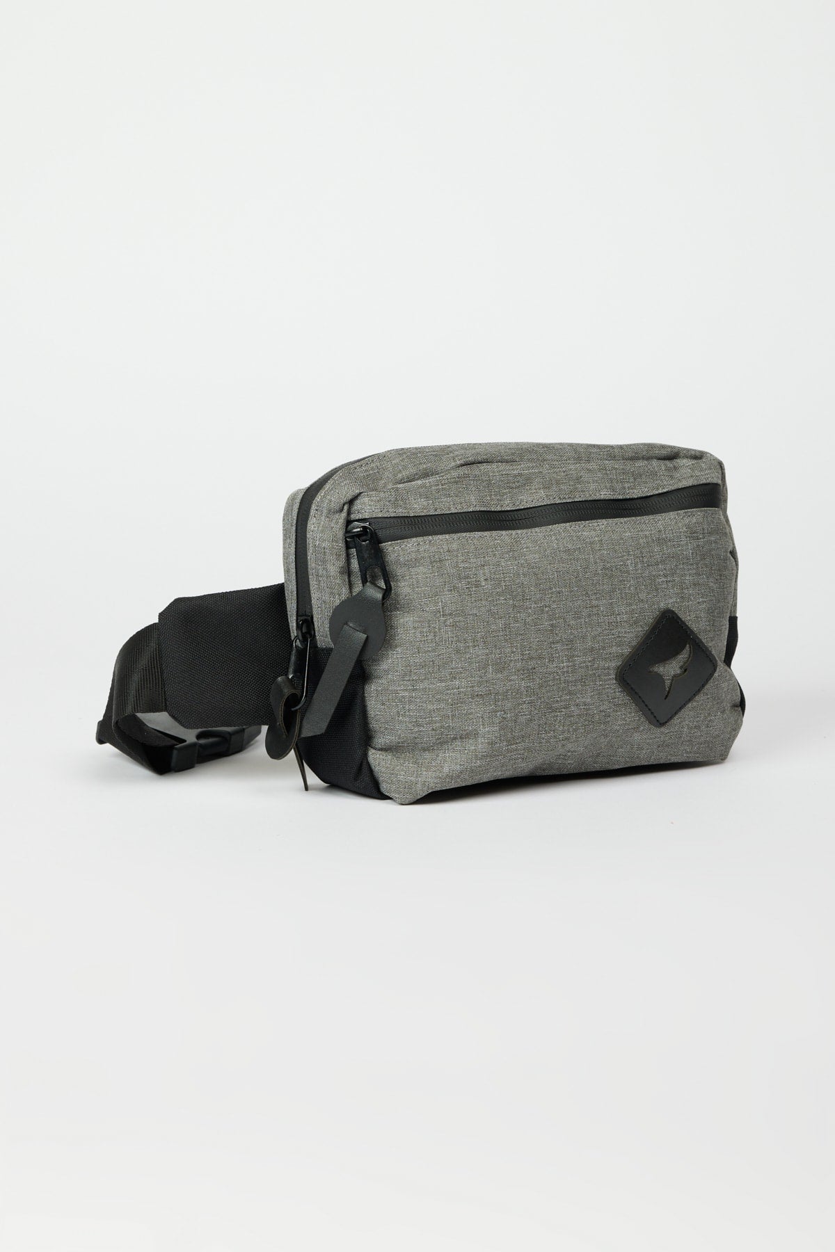 Men's Grey-Black Zippered Waist Bag