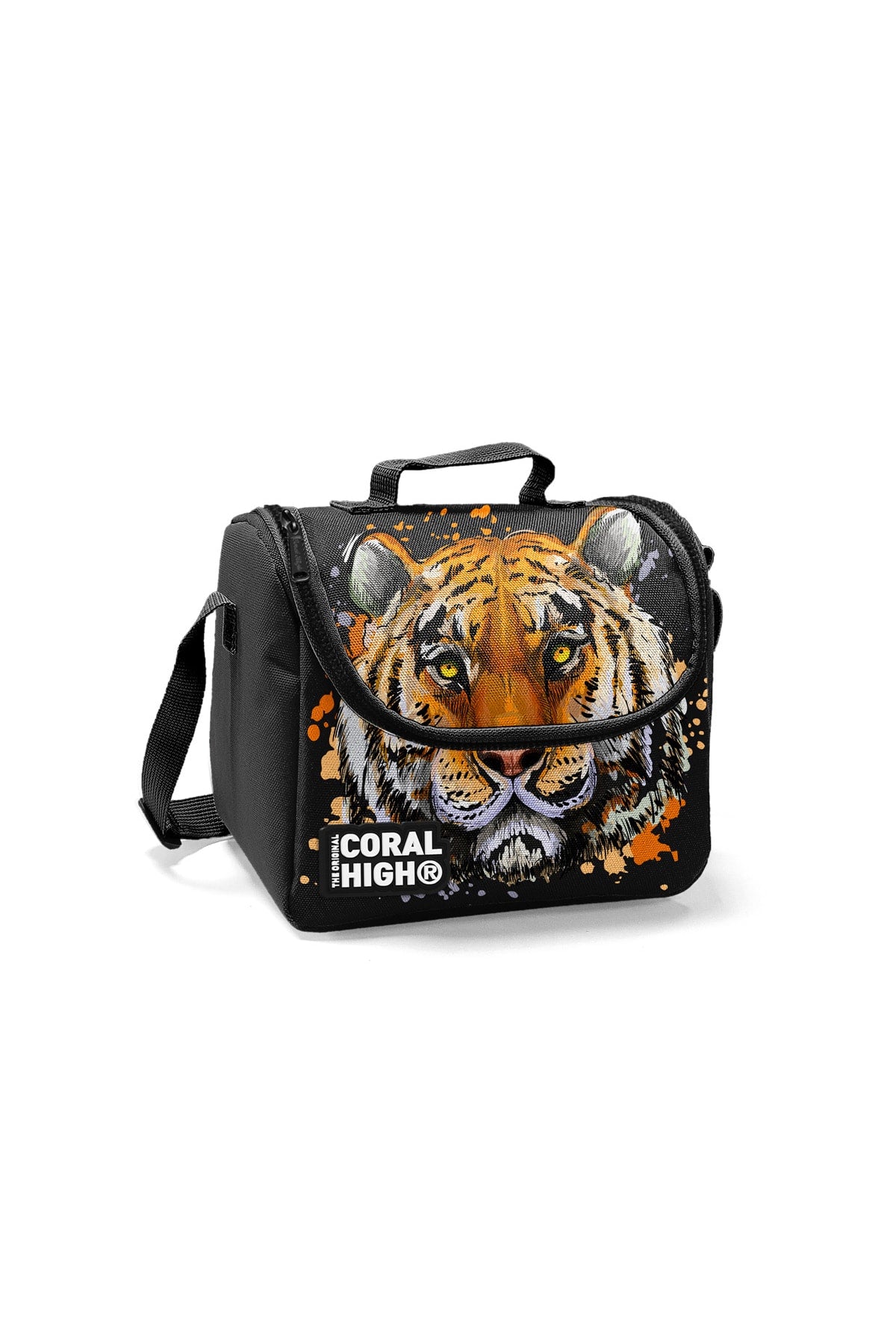 Kids Black Tiger Patterned Three Compartment 3-Pack Bag Set