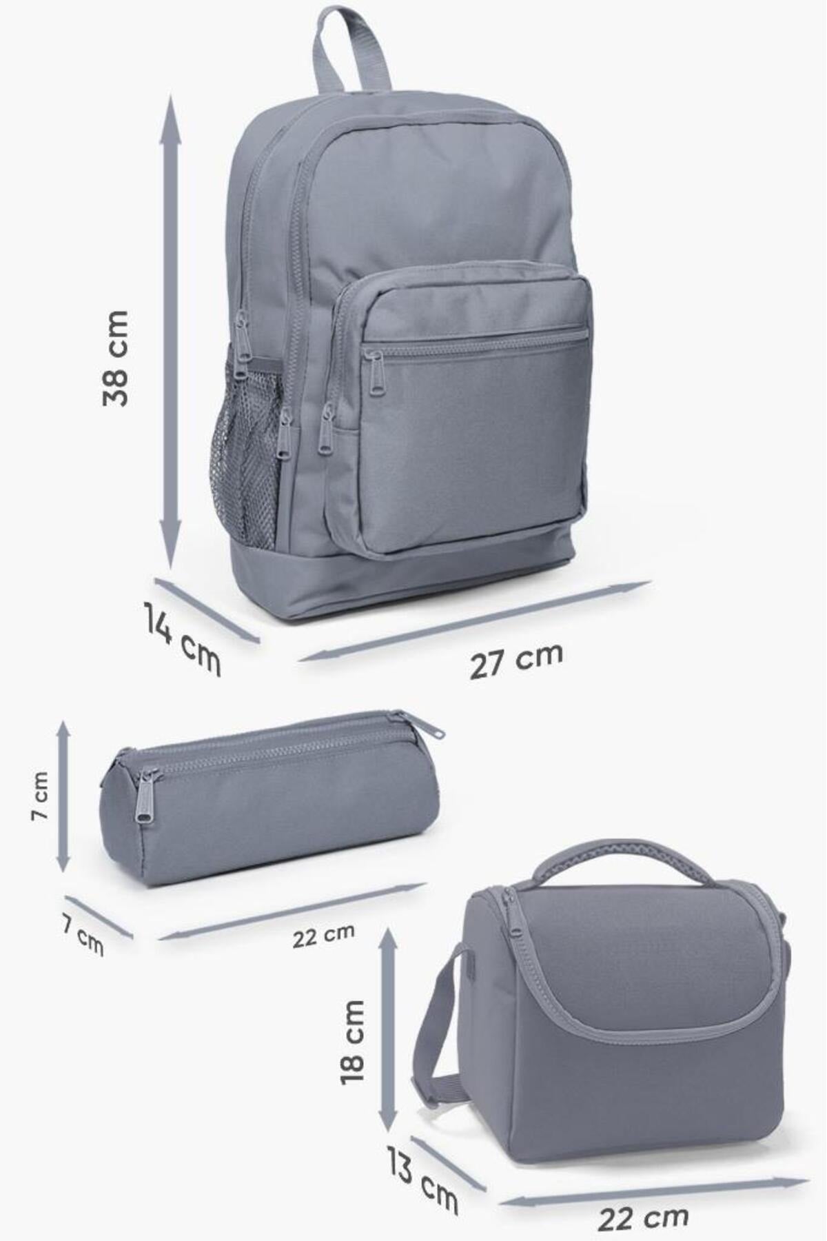 Kids Dark Gray Red Space Patterned Usb 3 Pcs School Bag Set Set0123279