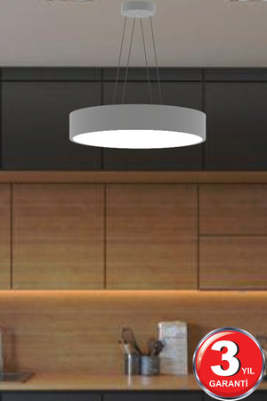 Drum 40Cm ( Gray Case, White Light ) Modern Led Chandelier With Led, Living Room, Kitchen, Living Bedroom, Pendant Lamp