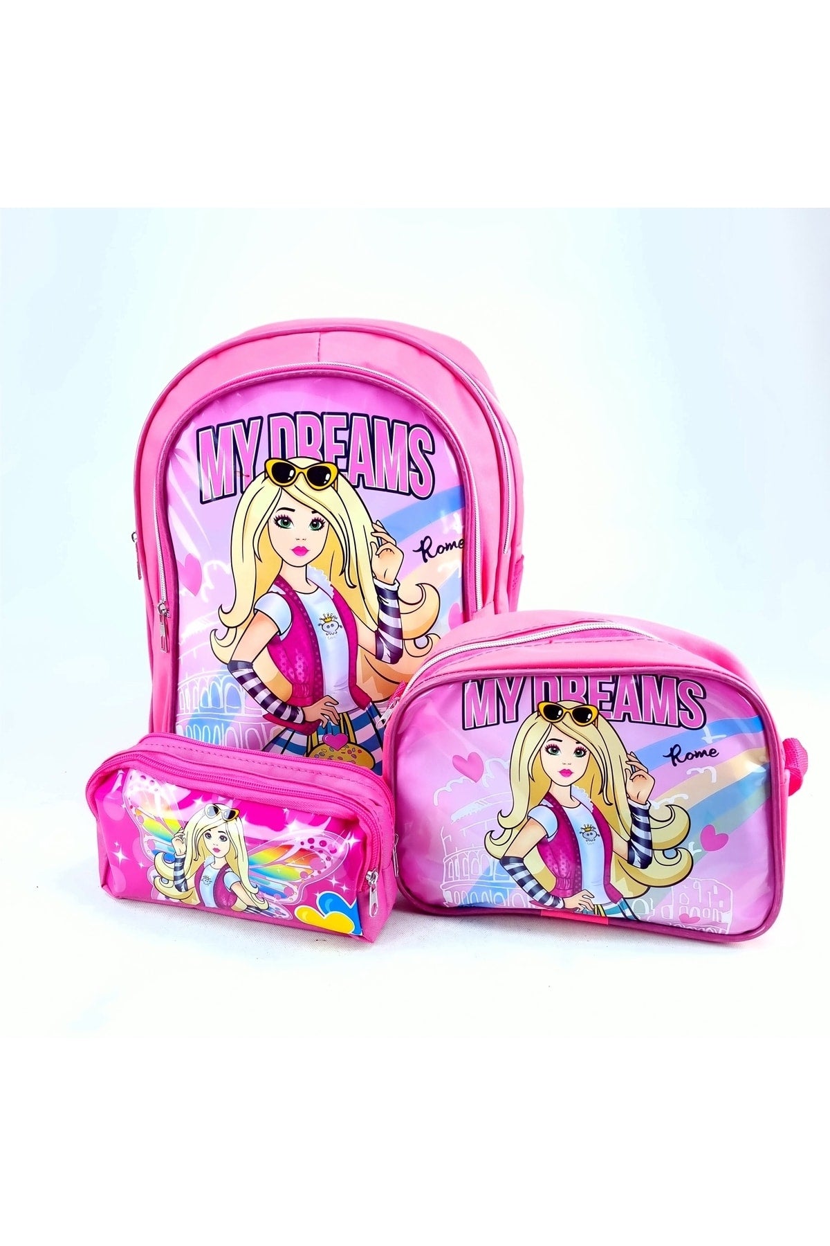 Primary School Kindergarten Student School Bag With Picture Lunch Box And Pencil Holder For Girls