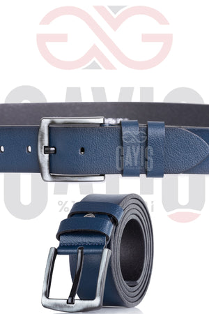 %1Oo Genuine Buffalo Leather Navy Blue Men'S Jeans Belt - Men'S Gift Belt