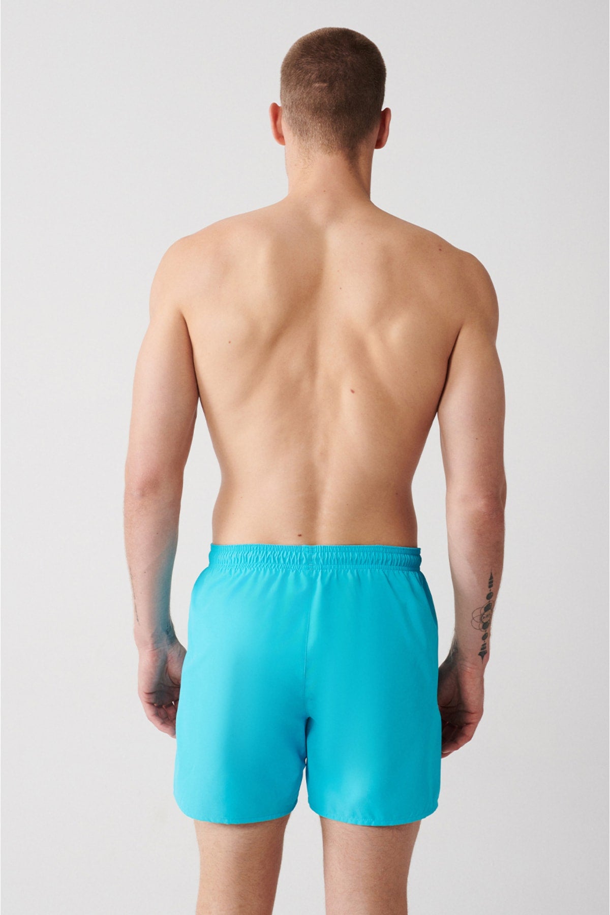 Men's Turquoise Quick Dry Standard Size Straight Swimwear Marine Shorts E003801