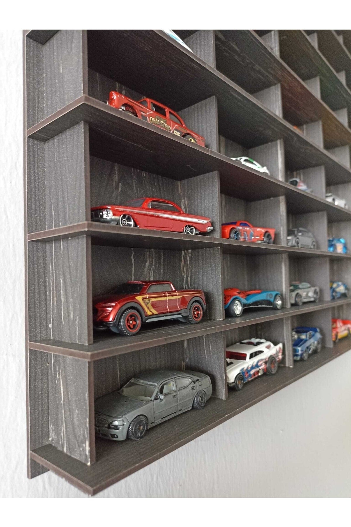 Toy Car Rack 50Pcs Tumbled Black (Suitable For Hotwheels And Matcbox Cars)