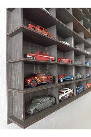 Toy Car Rack 50Pcs Tumbled Black (Suitable For Hotwheels And Matcbox Cars)