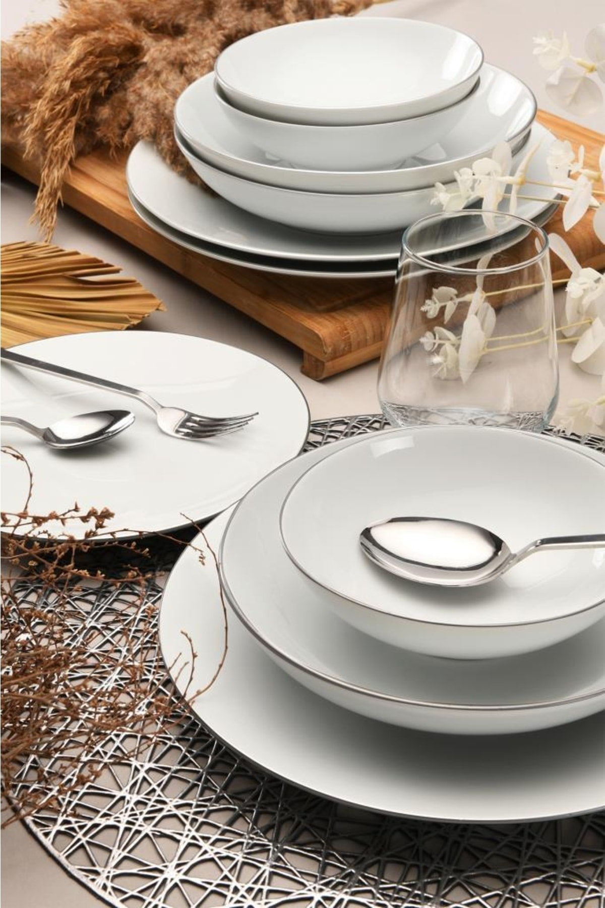 Athens 24 Pieces 6 Person Dinnerware Silver