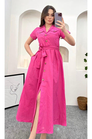 Short Sleeve Button Dress - Swordslife