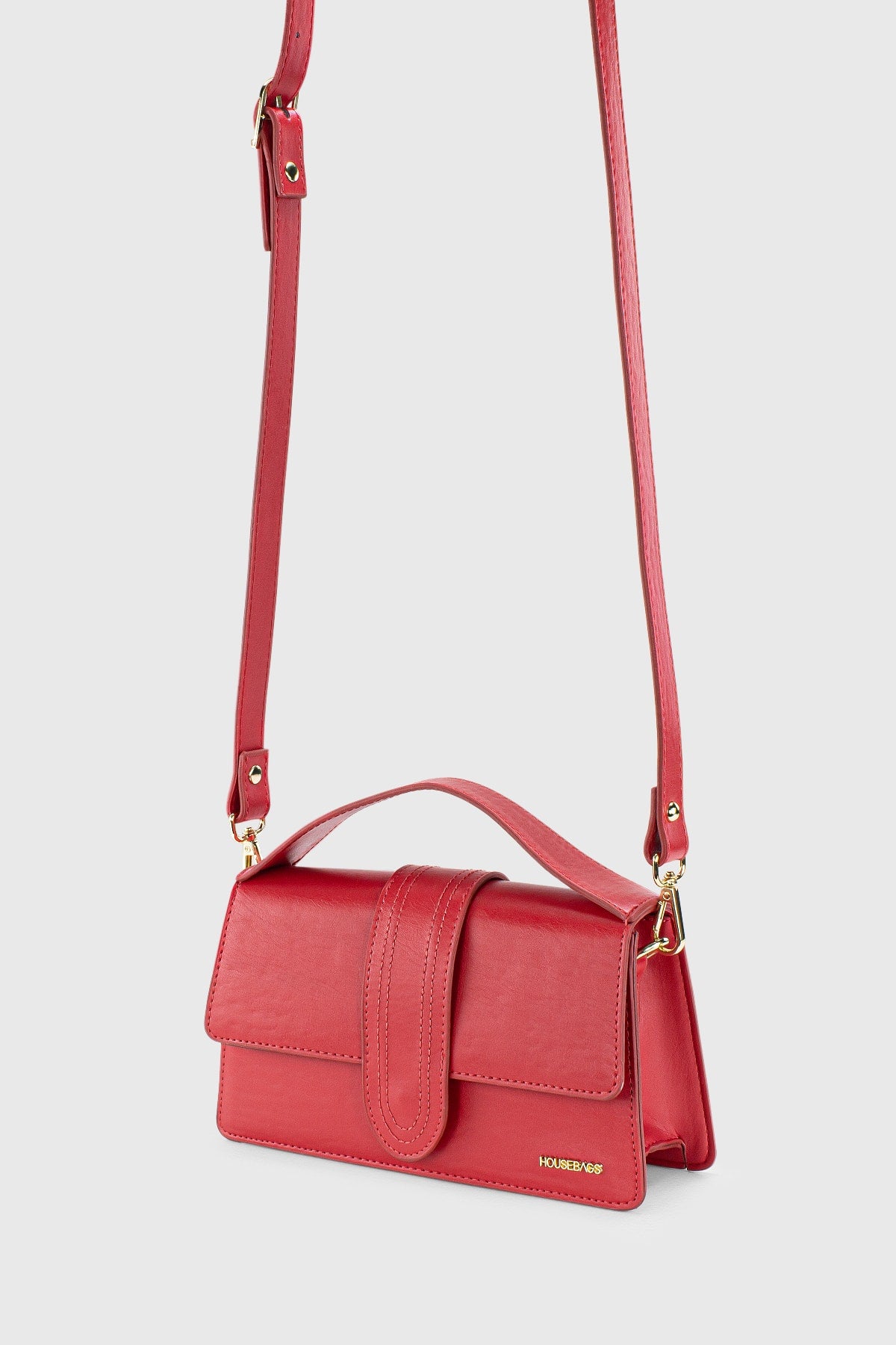 Women'S Red Leather Look Adjustable Crossbody Bag 229
