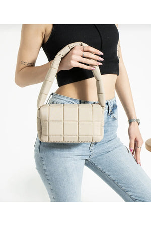 Puff Fabric Cross Shoulder Bag Baguette