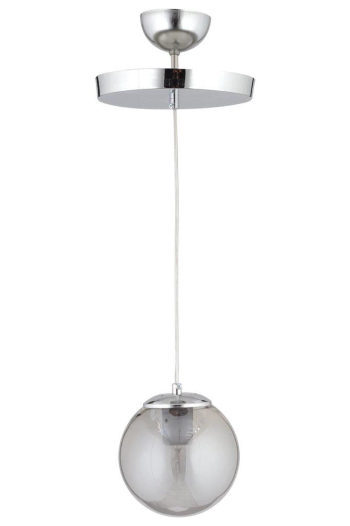 Pendant Lamp Single Smoked Glop Glass Chandelier with Silver Tray