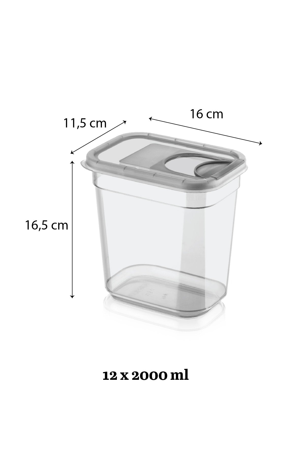 12 Pcs Tiny Labeled Sliding Lid Food Storage Container - Rectangular Jar Legumes Container 12X2000 Ml