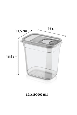12 Pcs Tiny Labeled Sliding Lid Food Storage Container - Rectangular Jar Legumes Container 12X2000 Ml