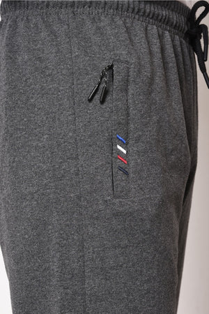 Anthracite Men'S Zipper Pocket Embroidery Detail Straight Leg Relaxed Cut Sweatpants