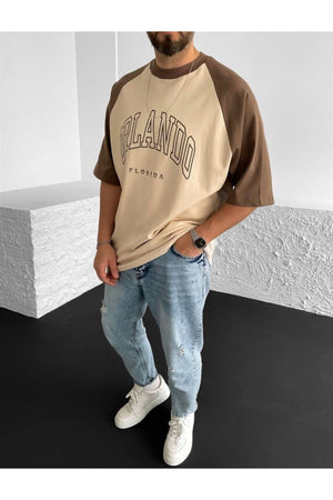 Orlando Florida Printed Beige Oversize T-Shirt