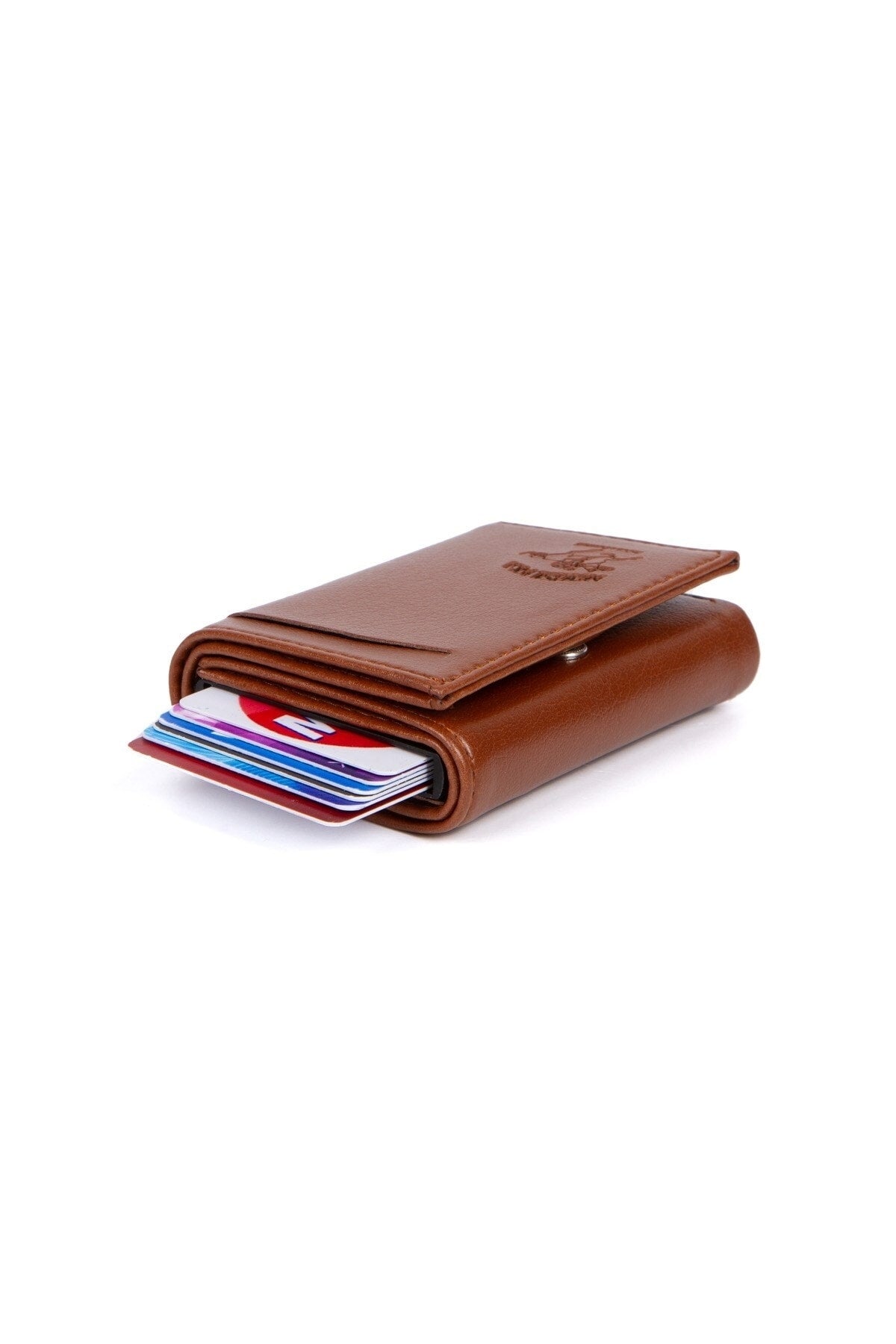 Unisex Leather Aluminum Mechanism Sliding Card Holder Wallet With Paper Money Compartment (7,5X10Cm)