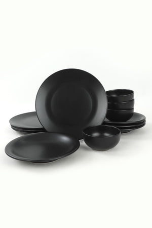 Aegean Matte Black Dinnerware 12 Pieces For 4 Persons