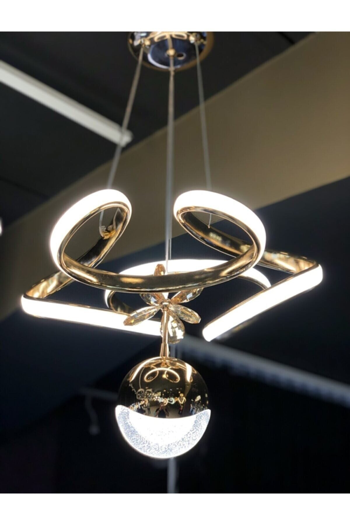 Modern Single Pendant Lamp Power Led Chandelier Concept Product Gold Yellow Led Chandelier