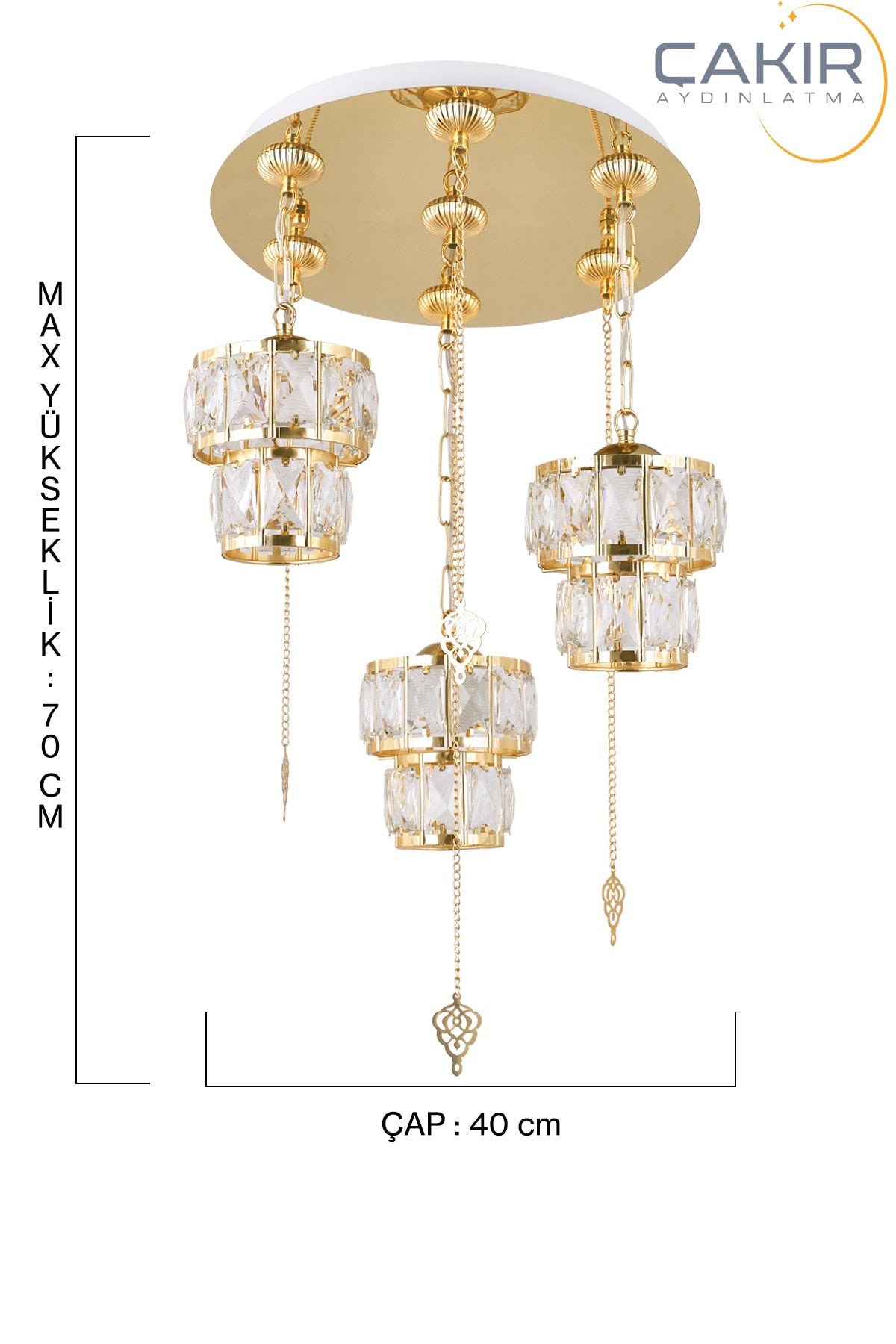 Alfa 3-Piece Gold Pendant Lamp Chandelier