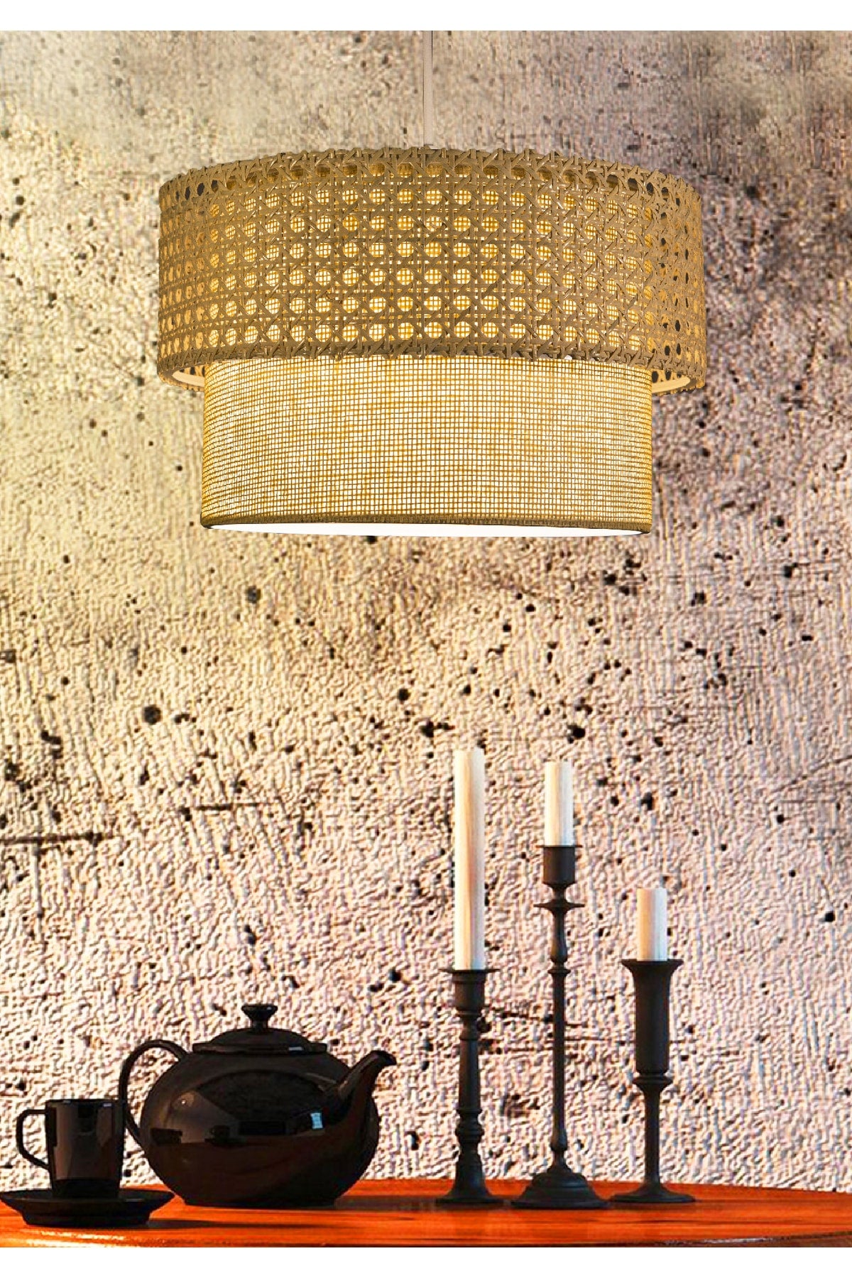 Exclusive Rattan Knitted Design Pendant-Fabric Interior Ayd-3181