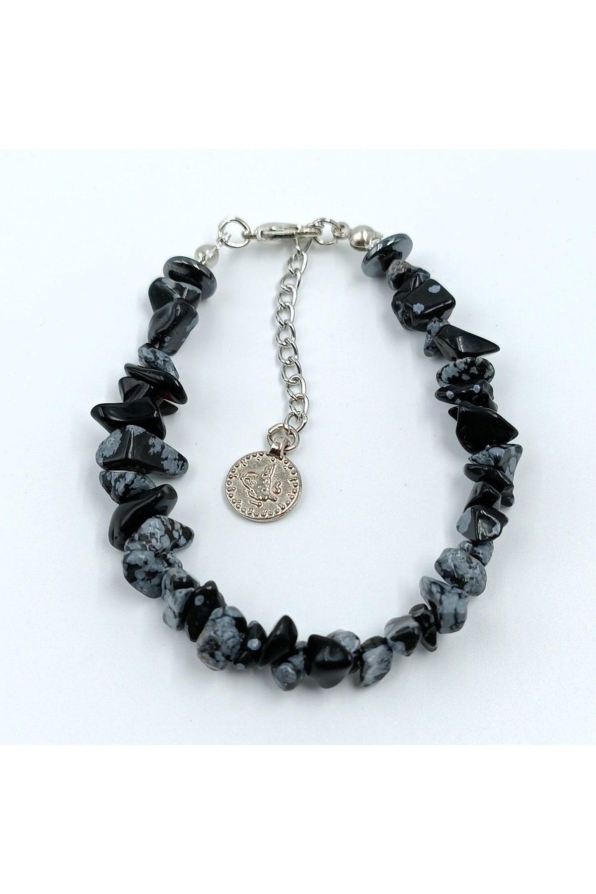 Natural Stone Snowy Obsidian Broken Natural Stone Bracelet Women's Bracelet - Swordslife