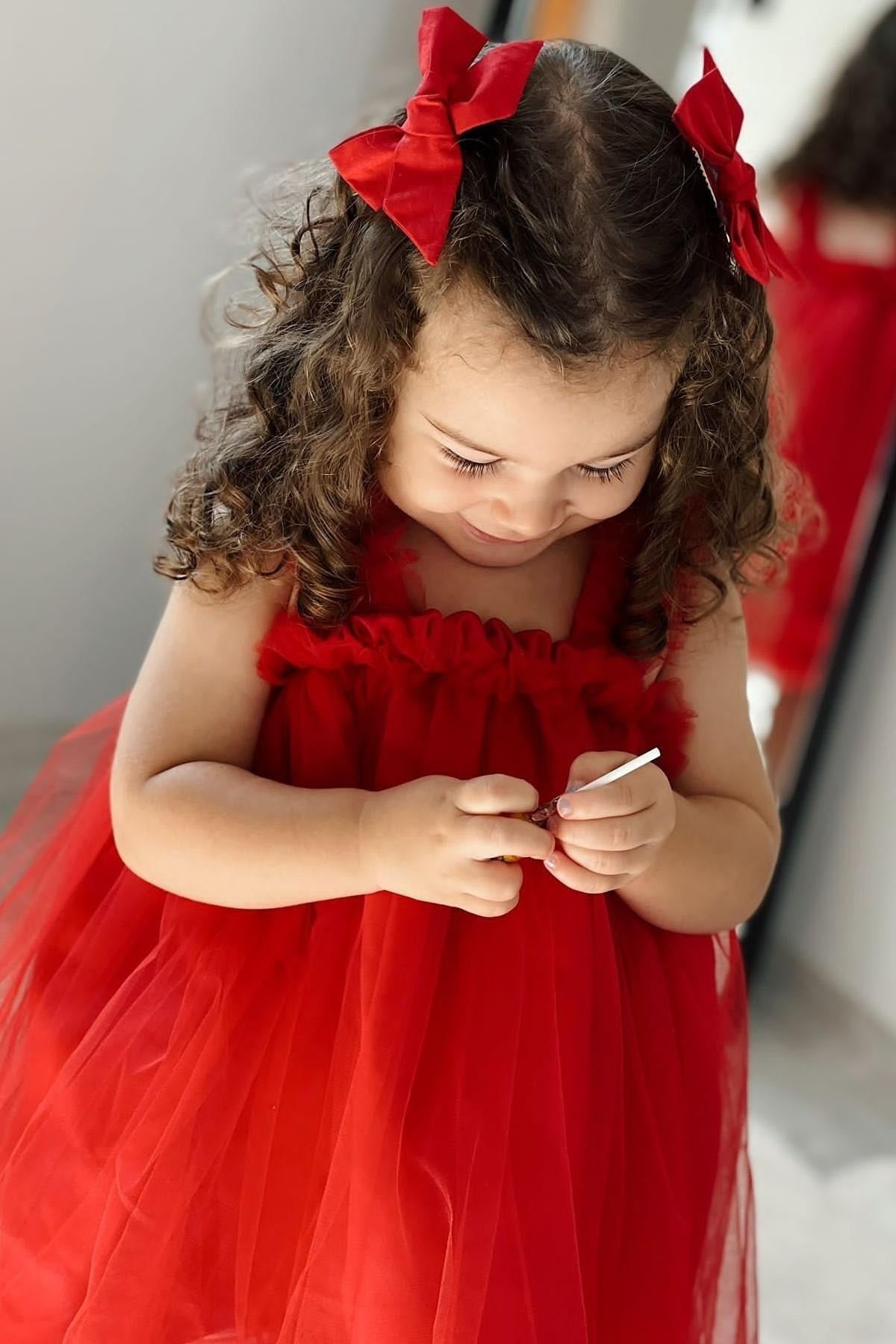 Red Princess Girl's Party Dress Birthday Dress - Red