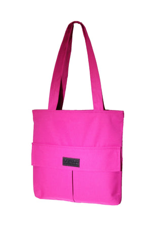 Women'S Pink Bag Zippered Hand And Shoulder Bag Canvas Fabric Tote Bag