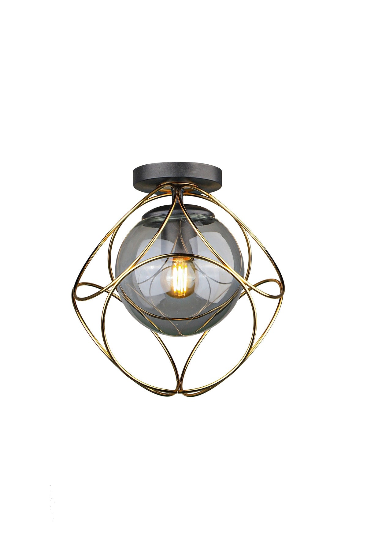 Suna Ceiling Mounting Single Chandelier Gold Smoked Glass