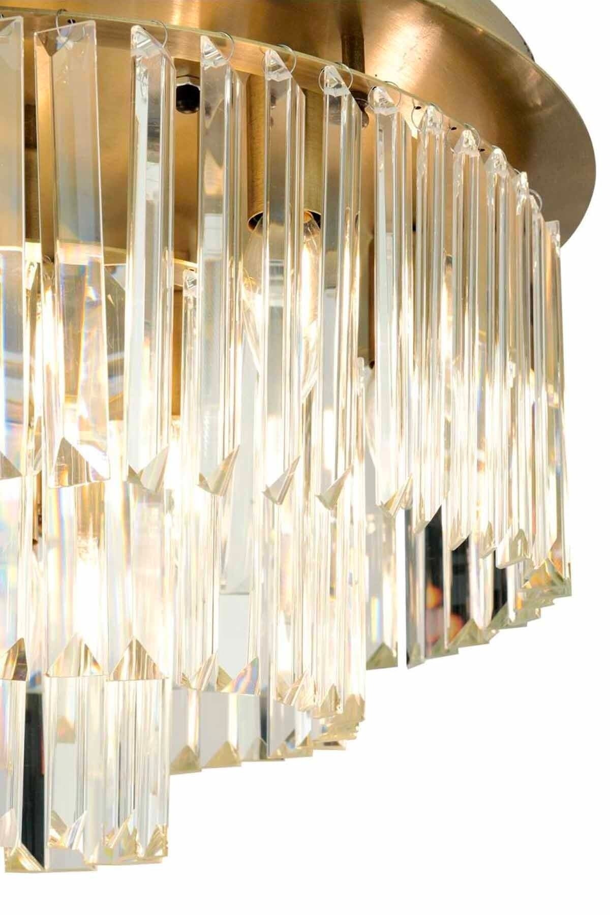 swordslife Round Tumbled Crystal Stone Modern Design Crystal Living Room Chandelier