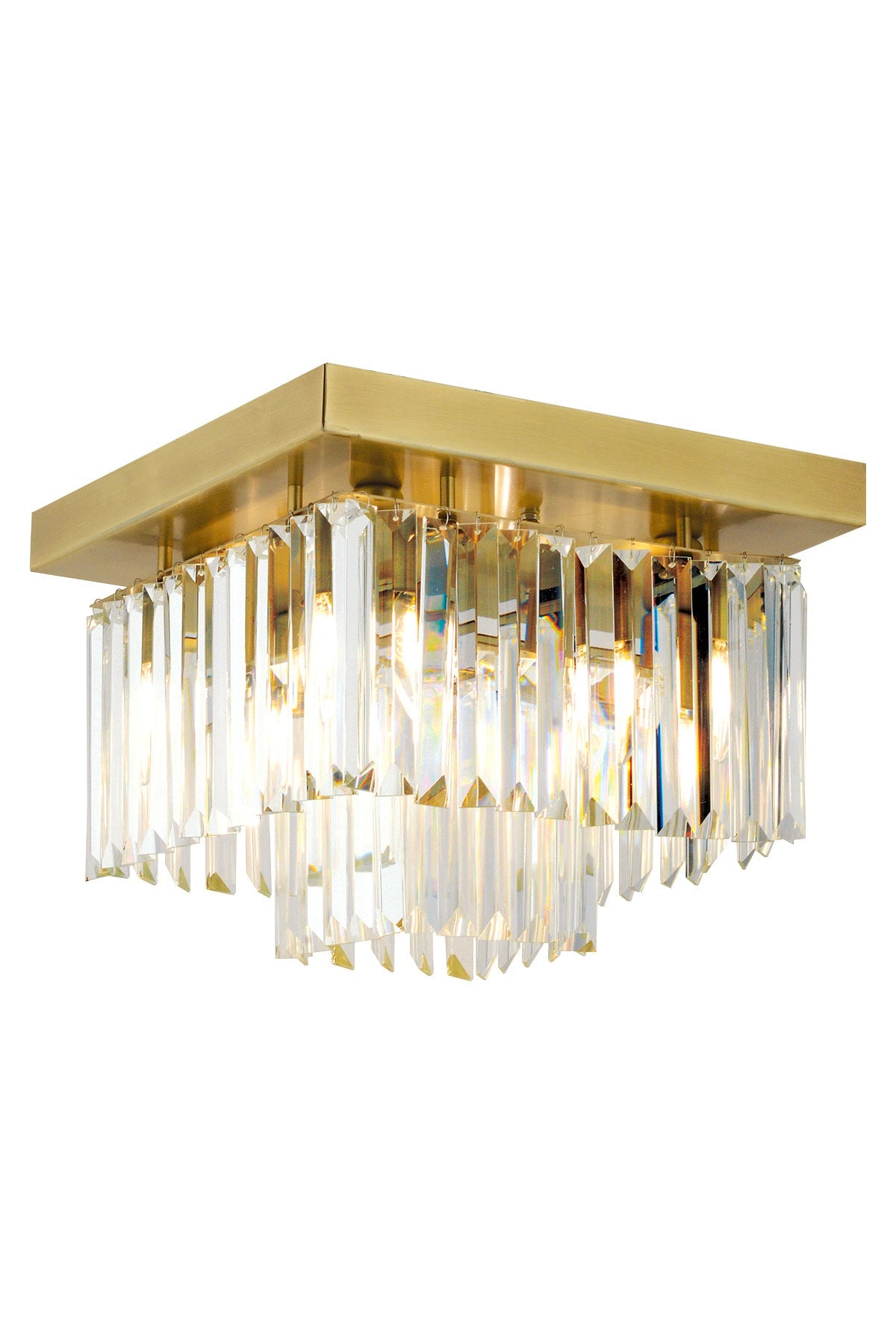 Nilüfer 2 Storey Small Antique Square Crystal Stone Modern Design Crystal Living Room Chandelier