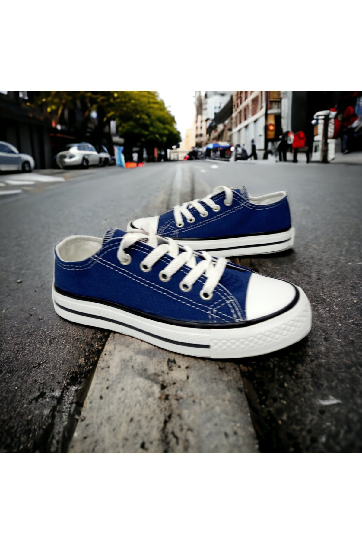 Navy Blue Short Linen Shoes