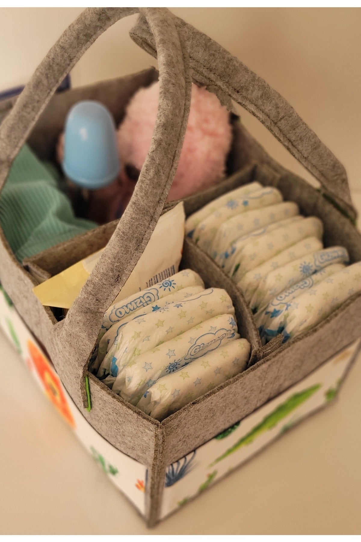 Handmade Multi-Purpose Felt Mother Baby Care And Organizer Bag Functional Organizer With Lid