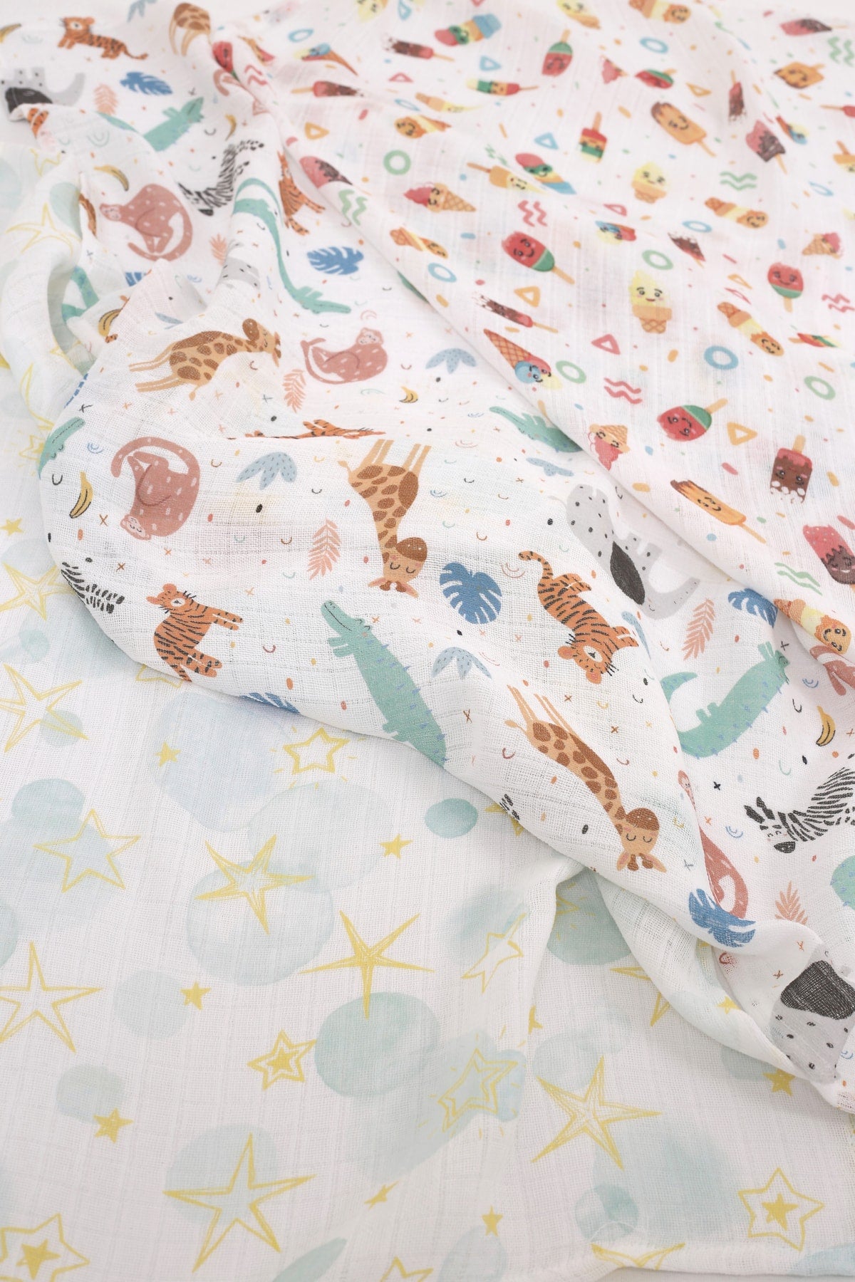 Digital Printed 6 Piece Multi-Purpose Muslin Cover Set - 75X75 Cm