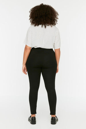 Women's Curve Plus Size Firming Firming High Waist Black Leggings - Swordslife