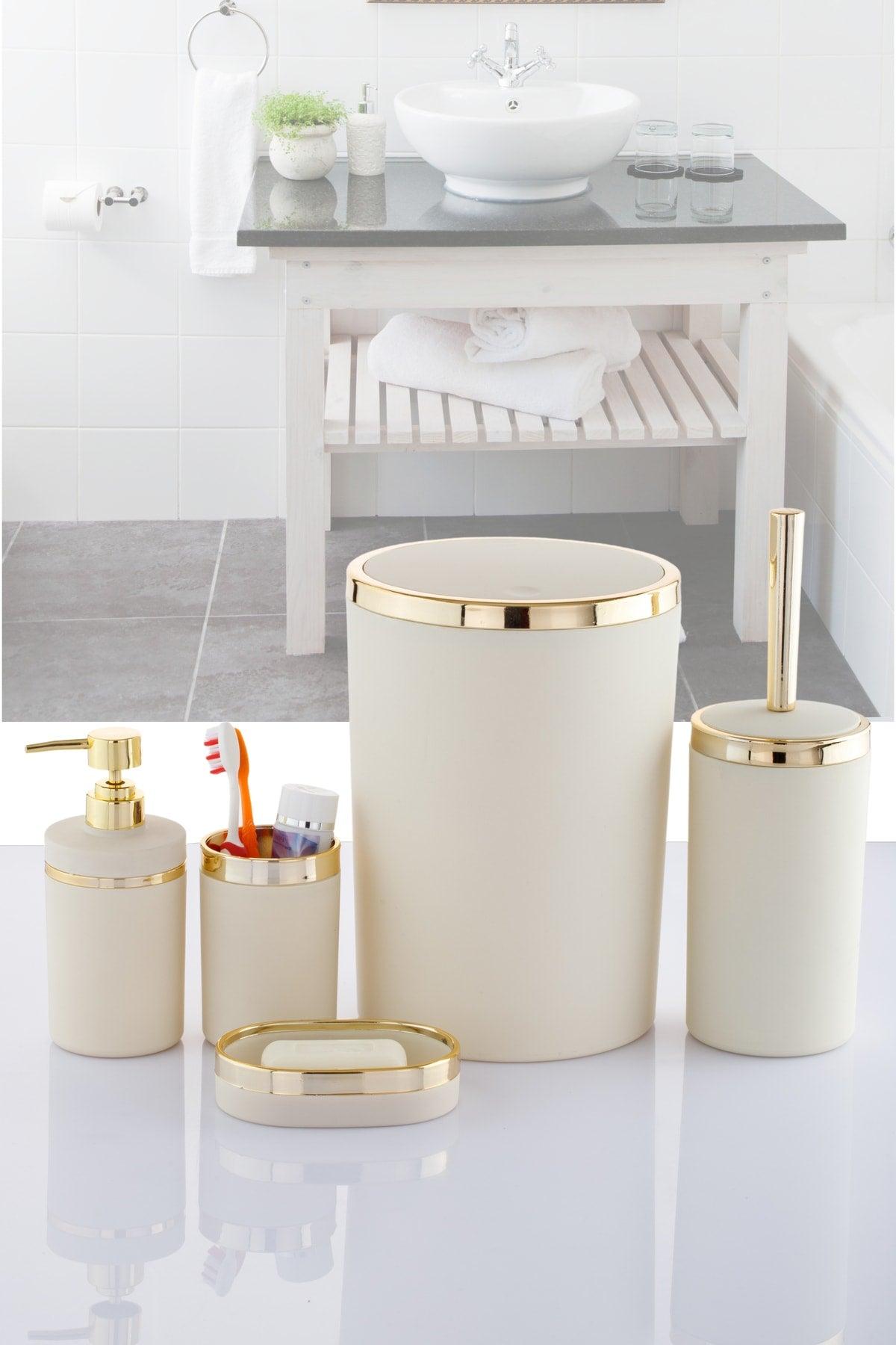 5 Piece Bath Set Matted Saturated Soft Color Tone Gold And Silver Plated - Swordslife