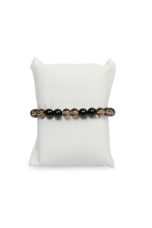 Certified Natural Stone Lucky Charm Bracelet (Onyx, Smoke Quartz, Moldavite Stone Natural Stone Bracelet)